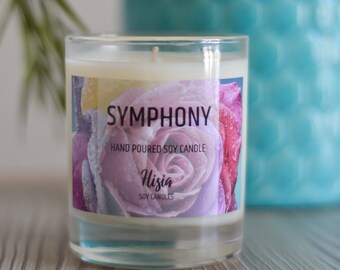 Symphony: Peony, Sweet Fruits & Amber 100% Soy Wax Candle 20cl | Hand Poured, Aromatically Scented