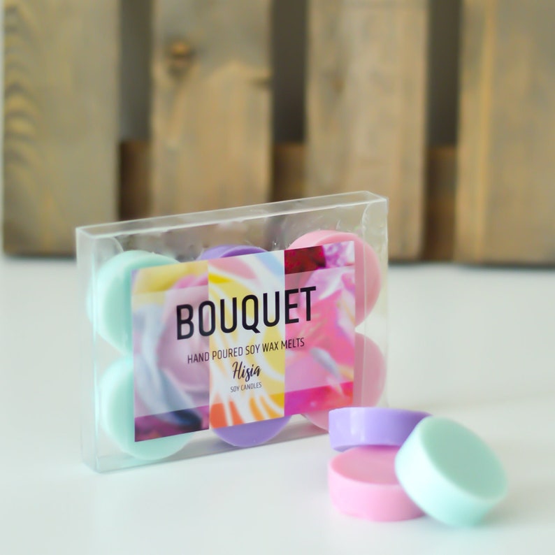 Bouquet: 100% Soy Wax Melt Floral Collection Hand Poured, Assortment of Aromatically Scented Melts image 1