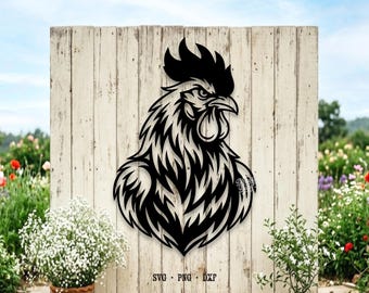Rooster SVG, Chicken Head DXF, PNG, Laser Cut File, Silhouette, Digital Download