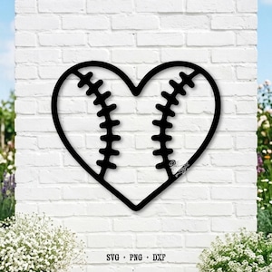Hart honkbal SVG, lasergesneden bestand (digitale download - svg, png, dxf)