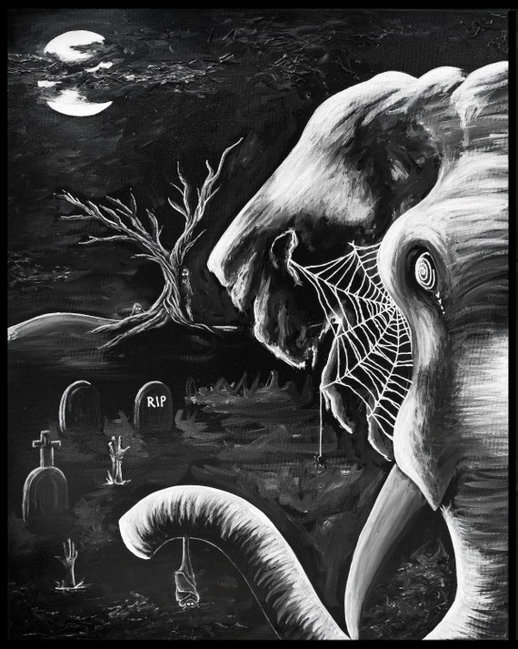 Elephants' Graveyard Print: Creepy Art - Etsy
