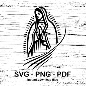 SVG - PNG - pdf-bestanden van de Maagd van Guadalupe om af te drukken, te snijden of te graveren.