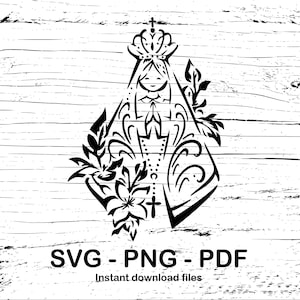 Archivos SVG - PNG - PDF para impresión, corte y grabado láser de la silueta de La Virgen del Valle, Venezuela. Probado en Glowforge