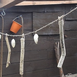 Driftwood and seashell garland or swag with a nautical seaside theme, using Cornish driftwood and shells. image 6