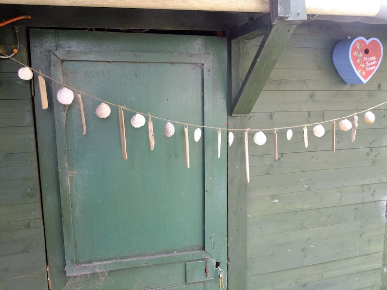 Driftwood and seashell garland or swag with a nautical seaside theme, using Cornish driftwood and shells. image 1