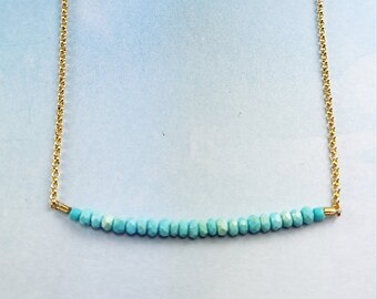 Simple and Clean Sleeping Beauty Turquoise Line Necklace