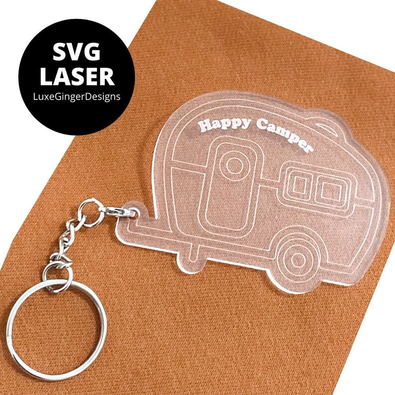 Happy Camper Keychain SVG LASER CUT Digital File - Etsy Canada