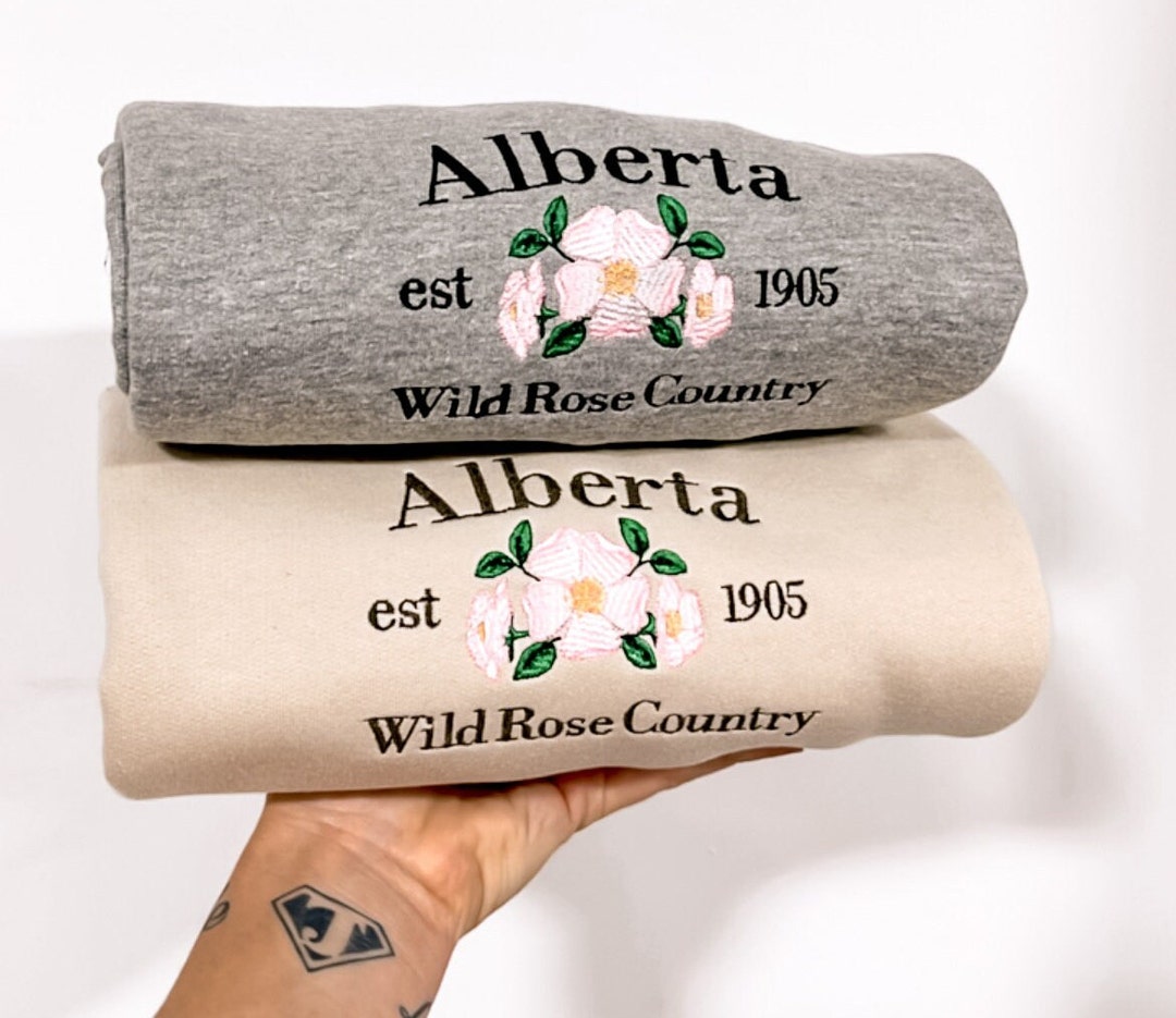 Alberta Embroidered Signature Crewneck, Alberta Sweater, Alberta Canada