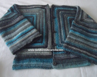 Simple y bonito Cardigan Patron Crochet  hexagono/ Easy Hexagon Cardigan With Hood /Women's Crochet Sweater Pattern PDF/Cardigan Pattern PDF