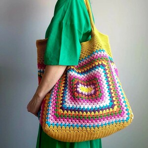 Borsa all'uncinetto Grandma Square personalizza il tuo stile immagine 1