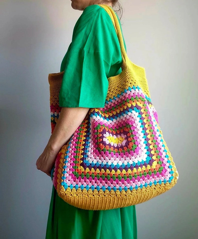 Borsa all'uncinetto Grandma Square personalizza il tuo stile immagine 1