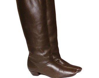 Vintage Women Leather Brown Riding Boots Size 7.5/ Women Leather Boots/ Women Zipper Boots