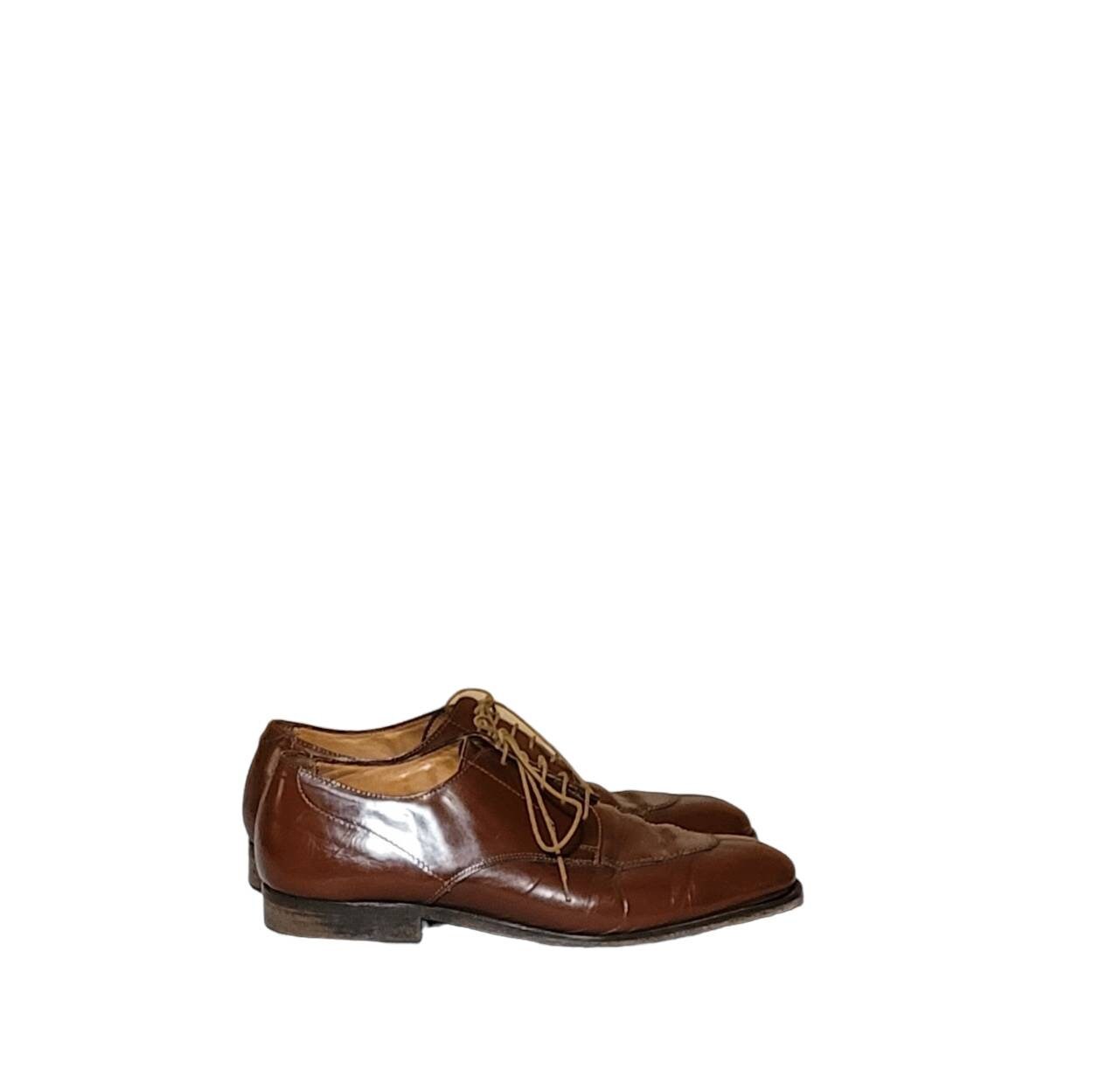 Men Vintage Brown Leather Lace Up Shoes By Nino Rossi Size 10/Men Designer Shoes The elegant touch of burgundy in this splendid design by  main image 3