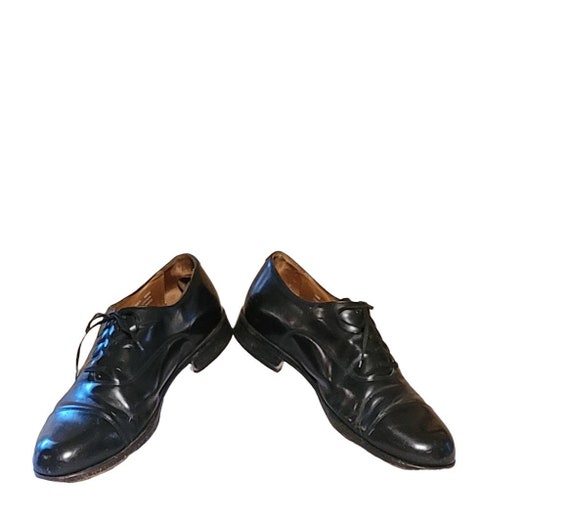 Men Vintage Black Leather Cap Toe Shoes By Boston… - image 8