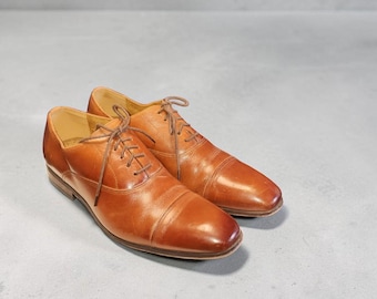 Men Vintage Leather Brown Oxfords By Florsheim Size 11D