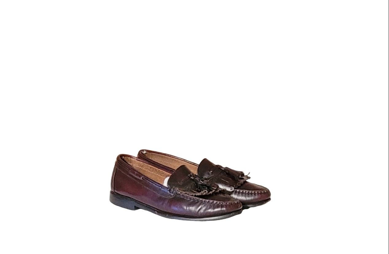 Vintage Bass Leather Tassel Loafers, Burgundy Men's Size 9.5D - Etsy