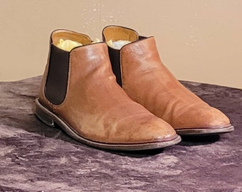 Vintage Men Brown Leather Chelsea Boots By Public Opinion Size 10M/ Men Designer Shoes/Men Ankle Boots