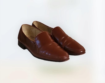 Men Vintage Leather Brown Loafers By Paolini Size 9 Made in Italy