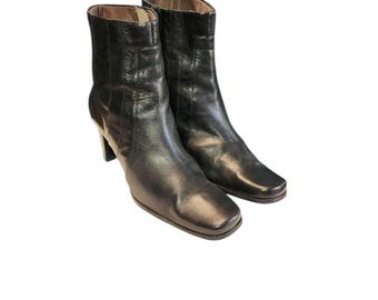 Women Vintage Leather Black Ankle Boots By Liz Claiborne Flex Size 7.5M