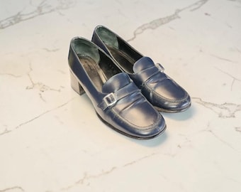 Women Vintage Leather Navy Blue Loafers By Coach Size 7