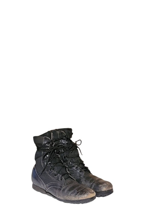 Men Vintage Black Leather Combat Boots Size 10R/Me