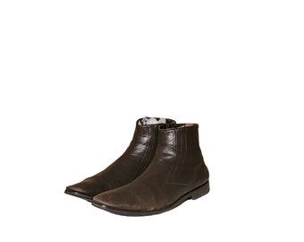 Men Vintage Leather Brown Ankle Boots By Bruno Magli Size 13M Made in Italy Men Vintage Leather Brown Ankle Boots by Bruno Magli Size  main image 2