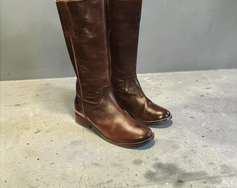 Vintage 1970s men\'s chestnut brown leather knee high equestrian riding boots 70s Equestrian Boots - Etsy main image 2