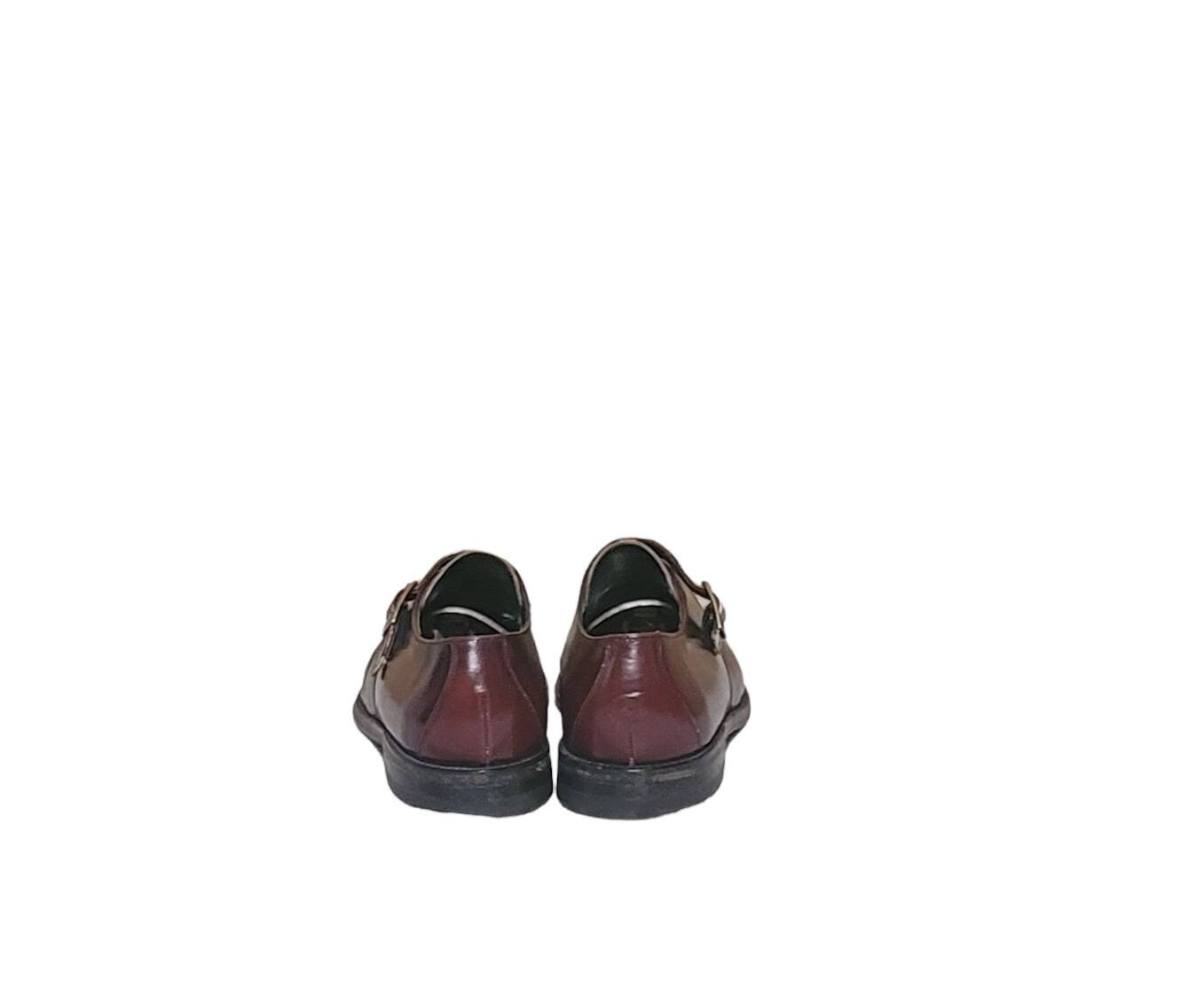 Vintage Men Burgundy Shoes By Florsheim Size 9.5D/Men Designer Shoes/Men Buckle Vintage Florsheim Burgundy Leather Monk Strap Shoes, Men main image 2