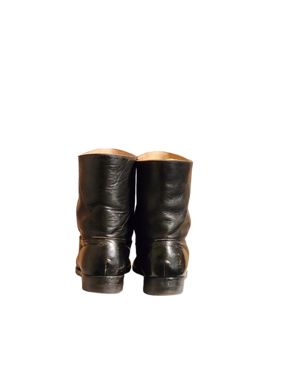 Men Vintage Leather Black Pull On Ankle Boots Siz… - image 4