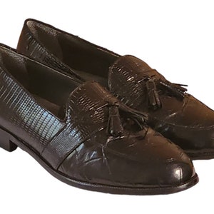 Stacy Adams Loafers‎ Shoes Men\'s 9 M Brown Leather Croc Print Slip On Designer NEW in Box Stacy Adams Mens Sz 9 leather loafer croc design  main image 3