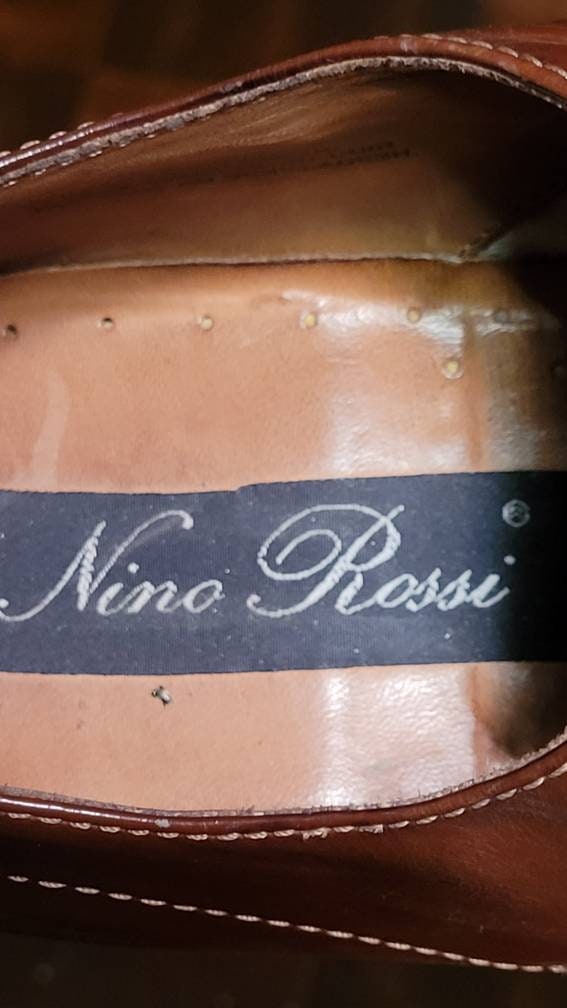Men Vintage Brown Leather Lace Up Shoes By Nino Rossi Size 10/Men Designer Shoes Vintage Nino Rossi Brown Leather Lace up Dress Shoes, Men main image 3