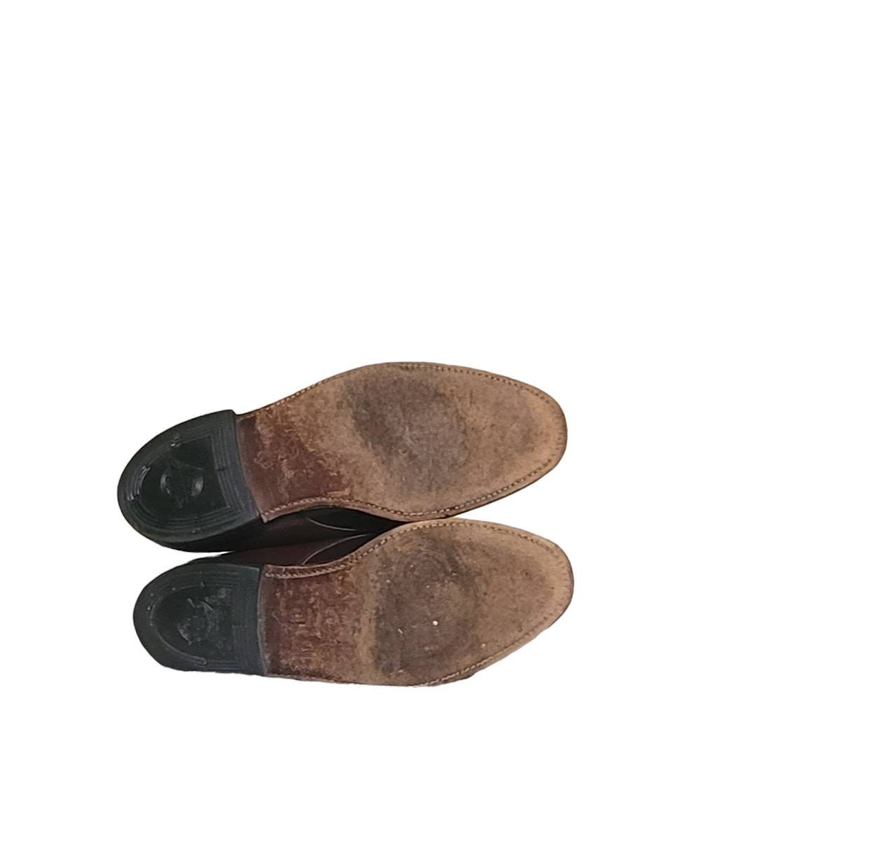 Vintage Florsheim Burgundy Leather Monk Strap Shoes, Men