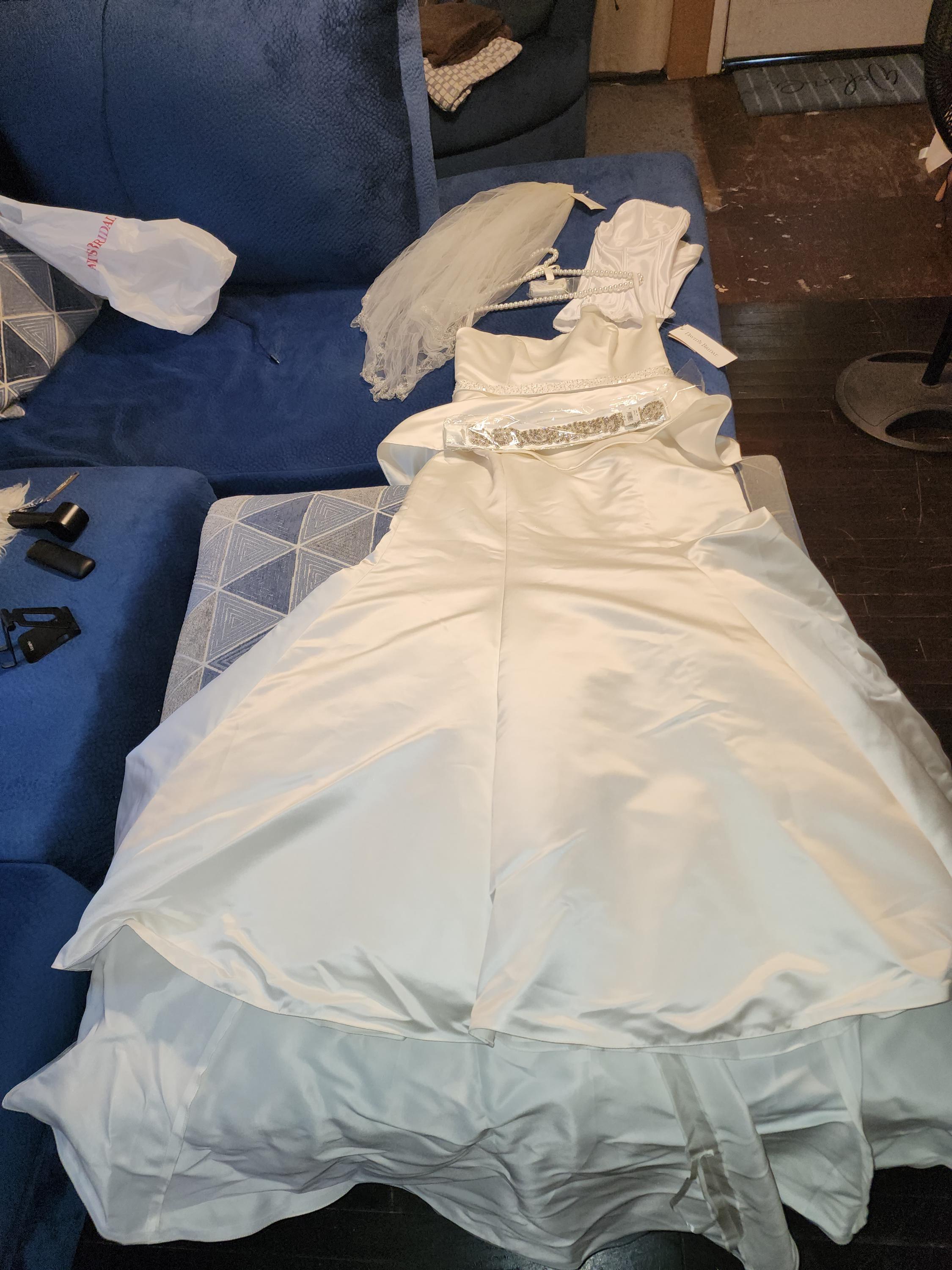 david's bridal peplum dress David's Bridal Peplum Wedding Gown. Never Worn Size 14