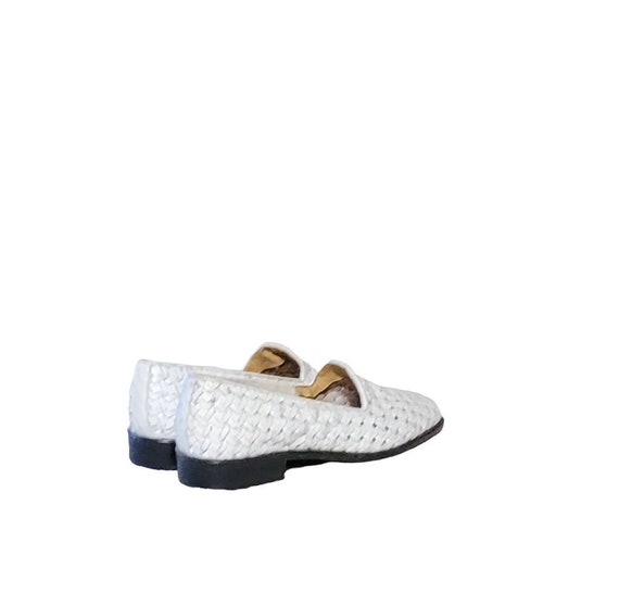 Women Vintage Leather White Woven Loafers By Ipan… - image 5