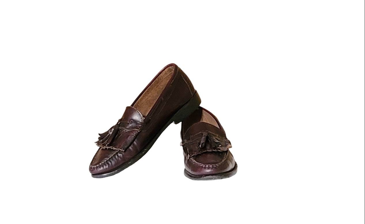 Vintage Bass Leather Tassel Loafers, Burgundy Men display picture 3