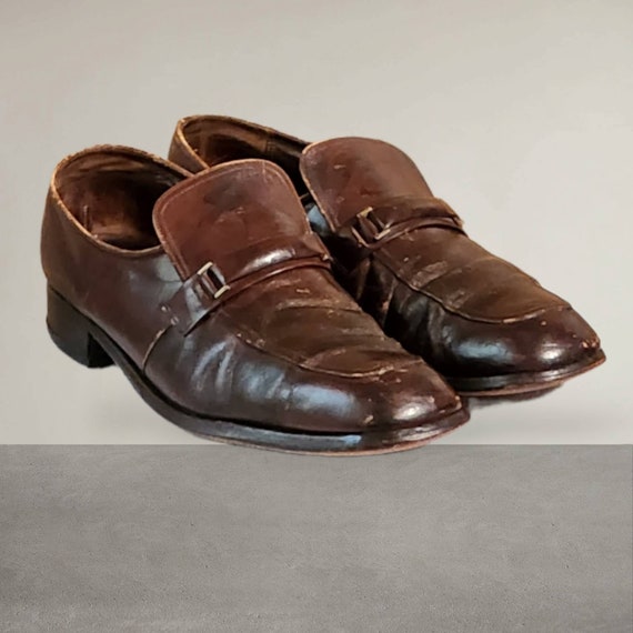 Mens Vintage Brown Italian Leather Dress Shoes, 2 Buckles, Salvatore F –  The Hip Zipper Nashville
