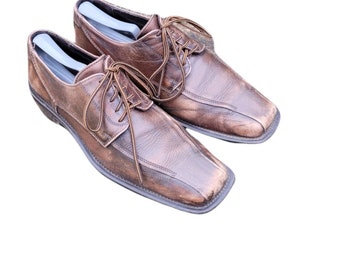 Vintage Alfani Brown Leather Oxfords, Men display picture 1