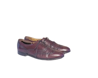 Vintage Johnston & Murphy Burgundy Leather Wingtip Oxfords, Men's Size 10