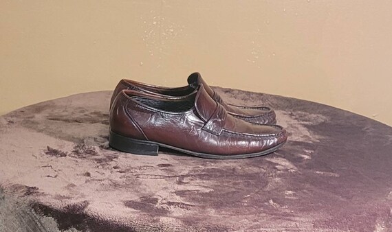 Men Vintage Burgundy Leather Loafers By Florsheim… - image 5