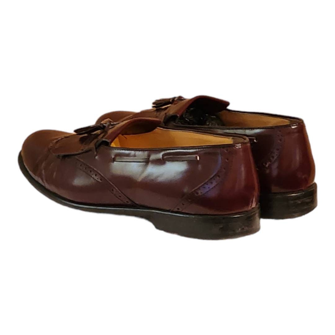 Perry Ellis Men’s Burgundy Tassel Loafers Perry Ellis Mens Sz. 9.5W Vintage Burgundy Leather Slip On  main image 4