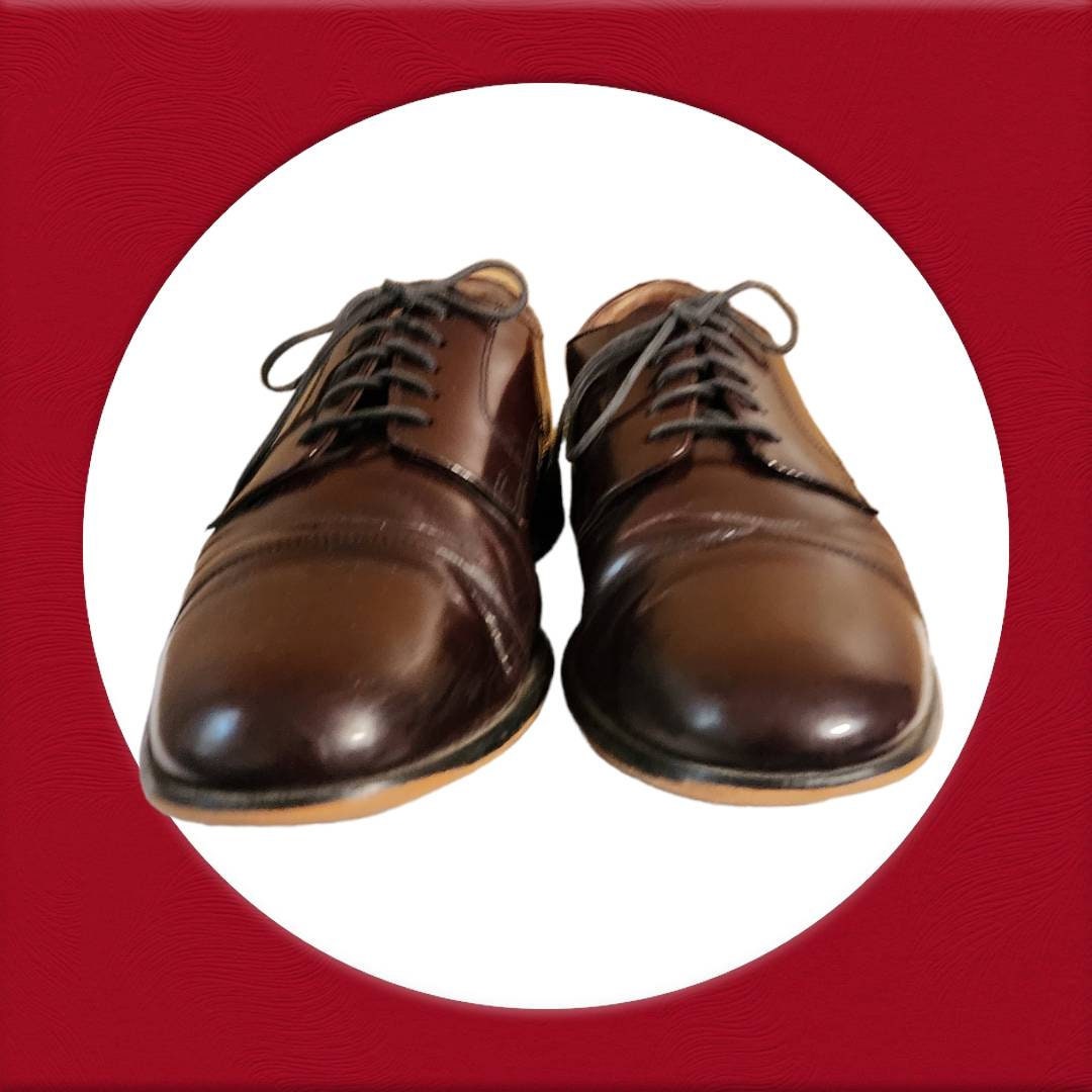 Vintage Bostonian Leather Cap Toe Oxfords, Burgundy Dress  display picture 3