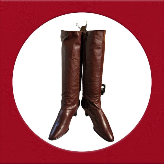 Women Vintage Leather Ox Blood Boots By Joyce Cal… - image 8