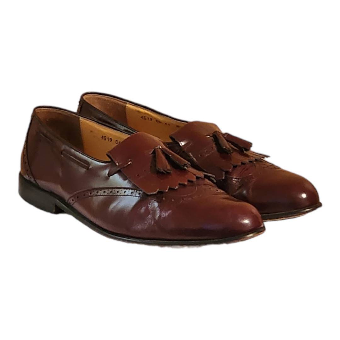 Boots Huaraches Perry Ellis Men Vintage Leather Burgundy Slip On