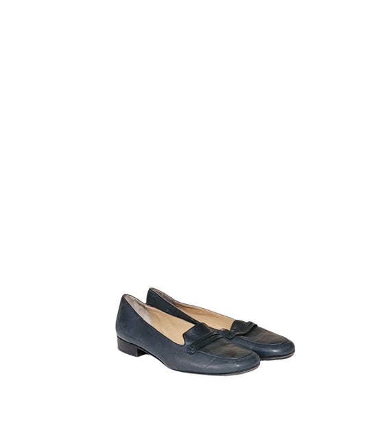 Women Vintage Leather Blue Loafers By Cole Haan Si