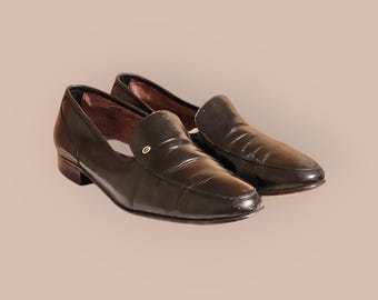 Men Vintage Leather Black Loafers By Gambinelli Size 7.5