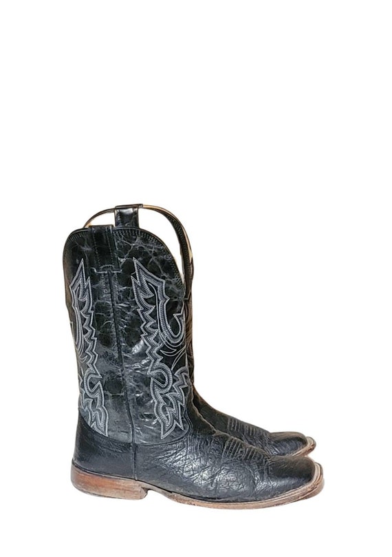 Vintage Men Black Leather Cowboy Boots By Cavende… - image 7