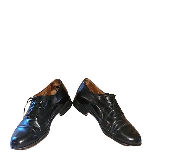 Men Vintage Black Leather Cap Toe Shoes By Boston… - image 5