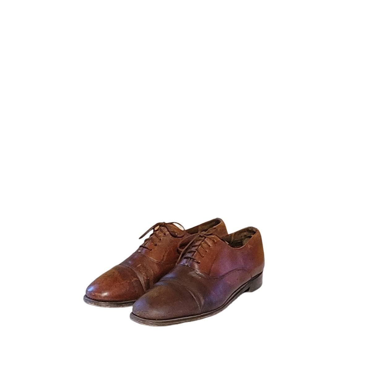 Vintage Brown Leather Oxfords by Florsheim, Men display picture 3