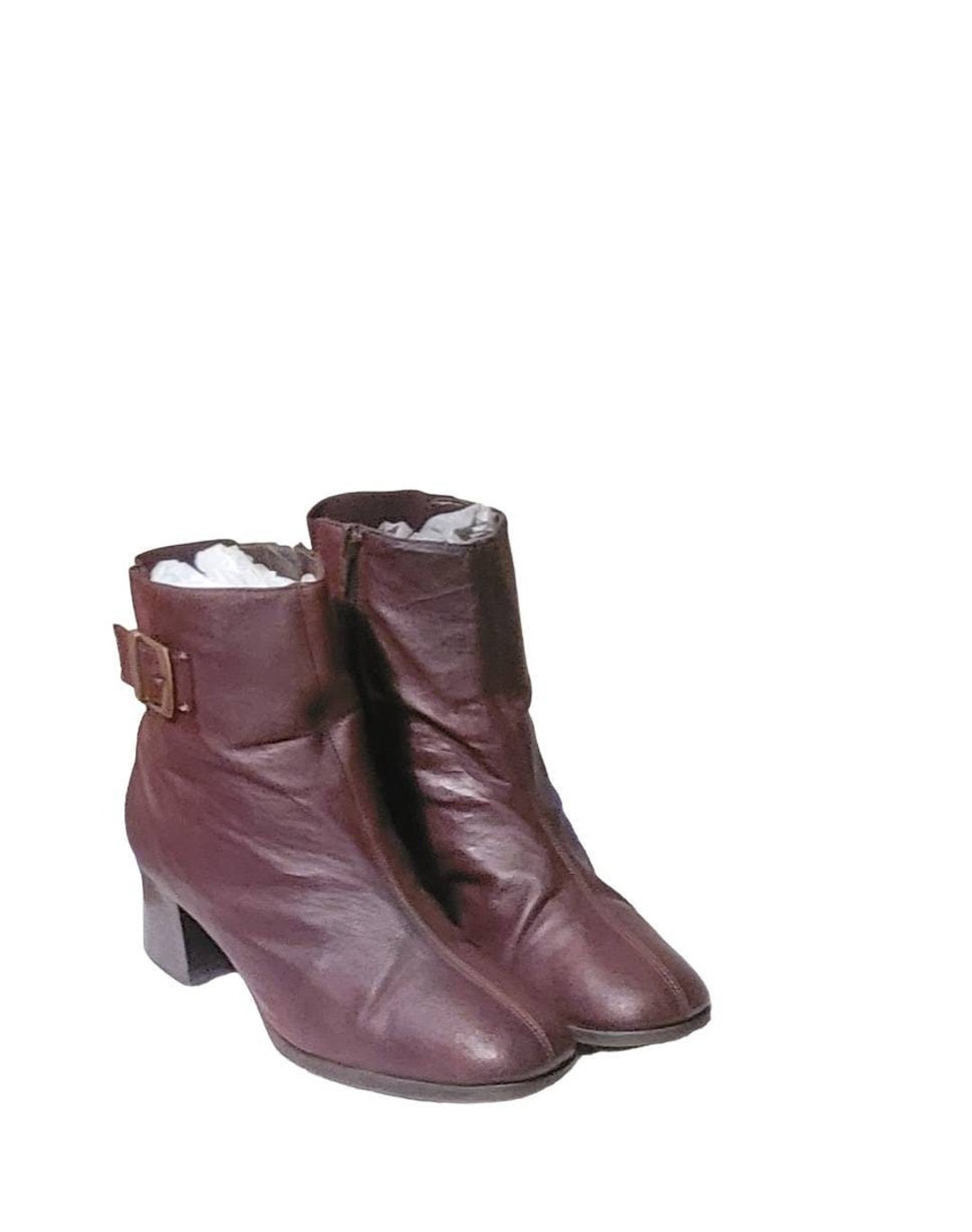 Vintage Women Leather Brown Ankle Boots by Savida Size 9.5