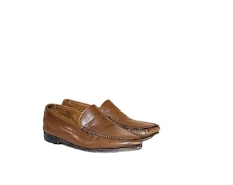 Vintage Brown Leather Penny Loafers, Men's Size 8.5